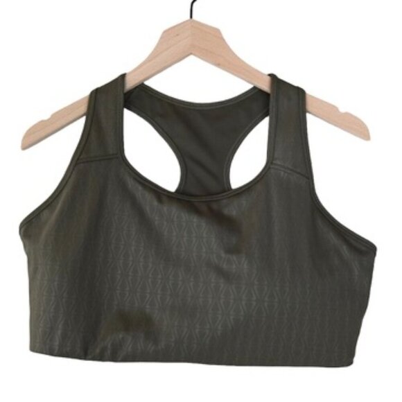 Nike Athletic Sports Bra Olive Green Racerback 1X Sleek Gymwear Core Minimalist - Picture 2 of 7